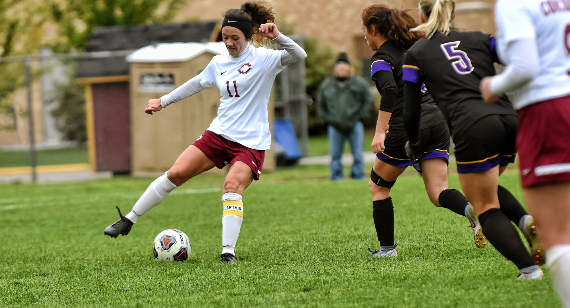 Senior Karsen Granning had a chance in the first in the Cobbers' game at St. Olaf as she played in her final college game.