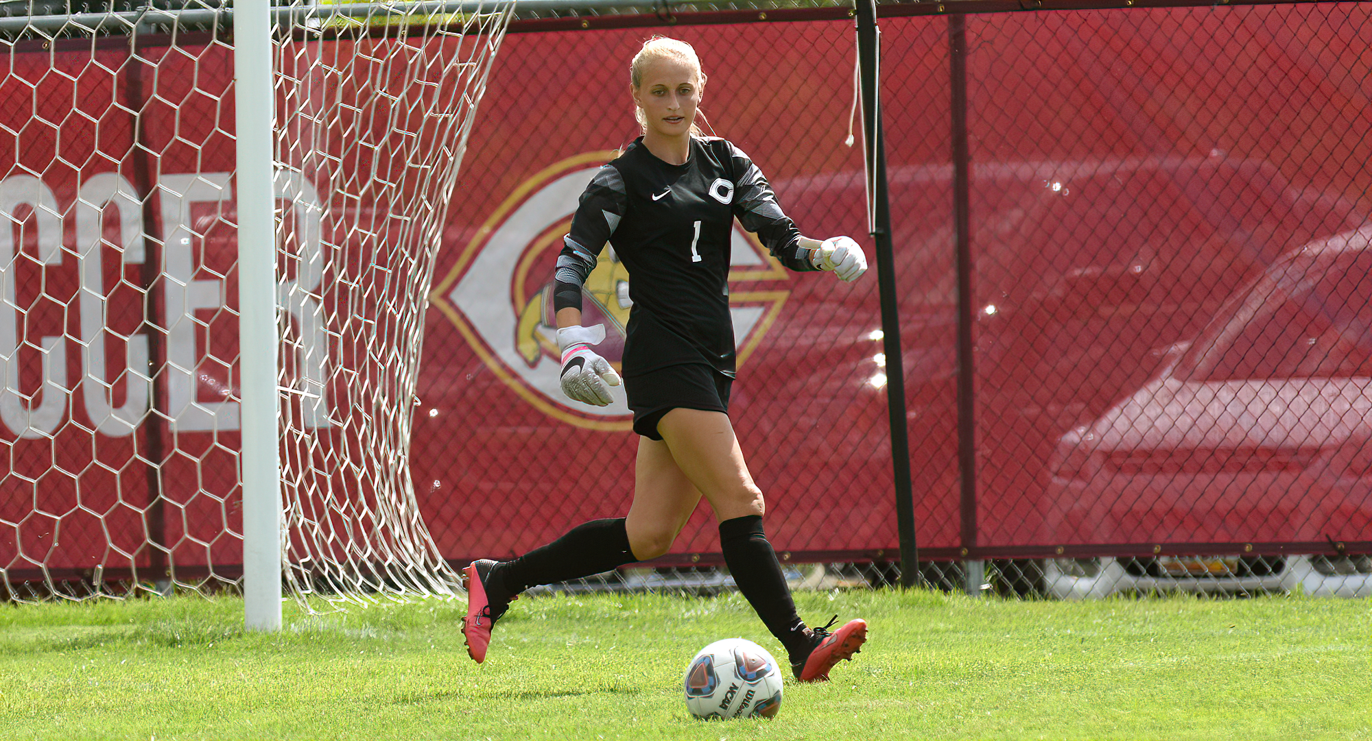 Sophomore goalie Bre Nelson made four saves in the Cobbers' conference opener at Macalester.