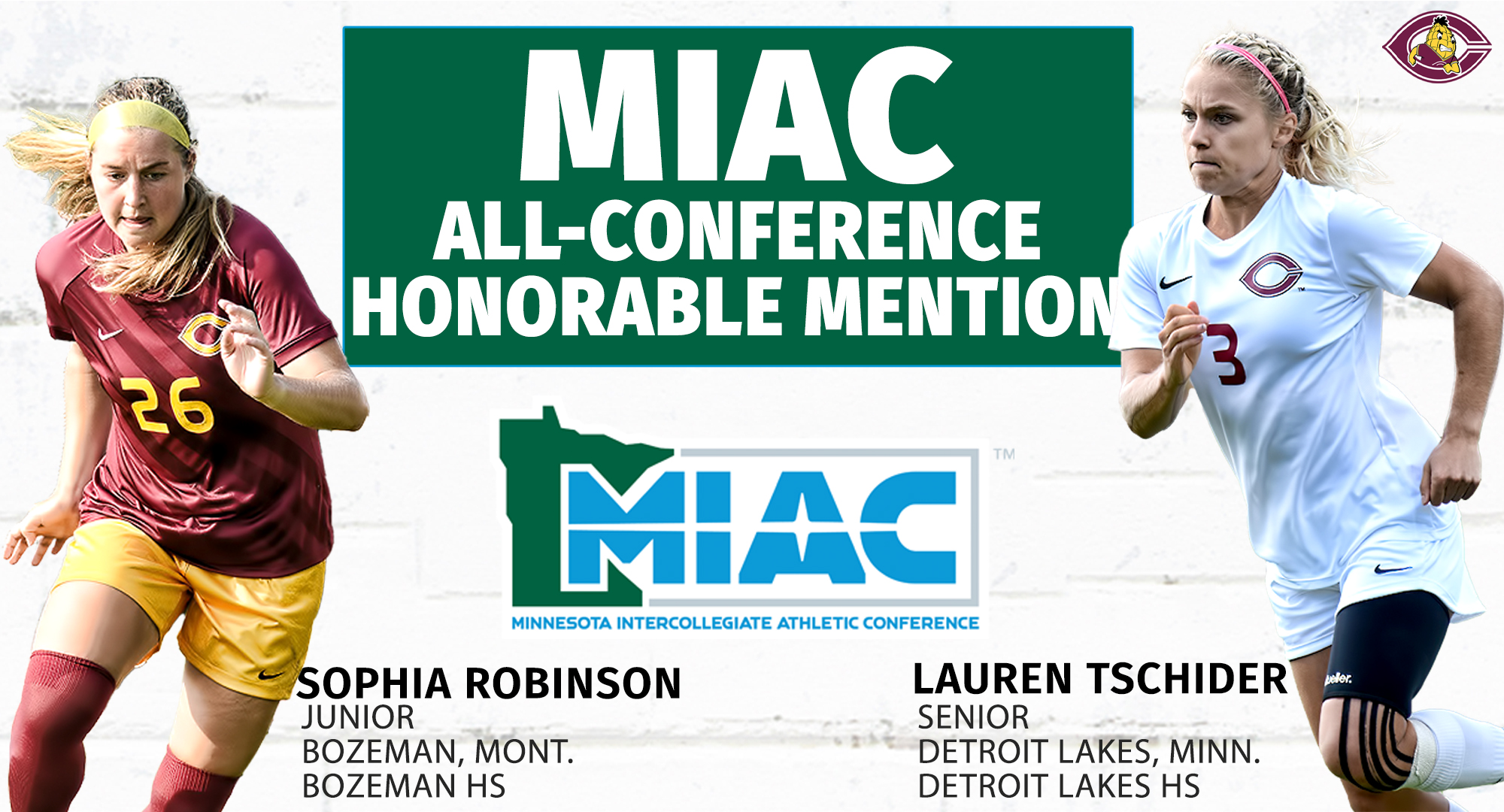 Senior Lauren Tschider and junior Sophia Robinson were both named to the MIAC All-Conference Honorable Mention Team.