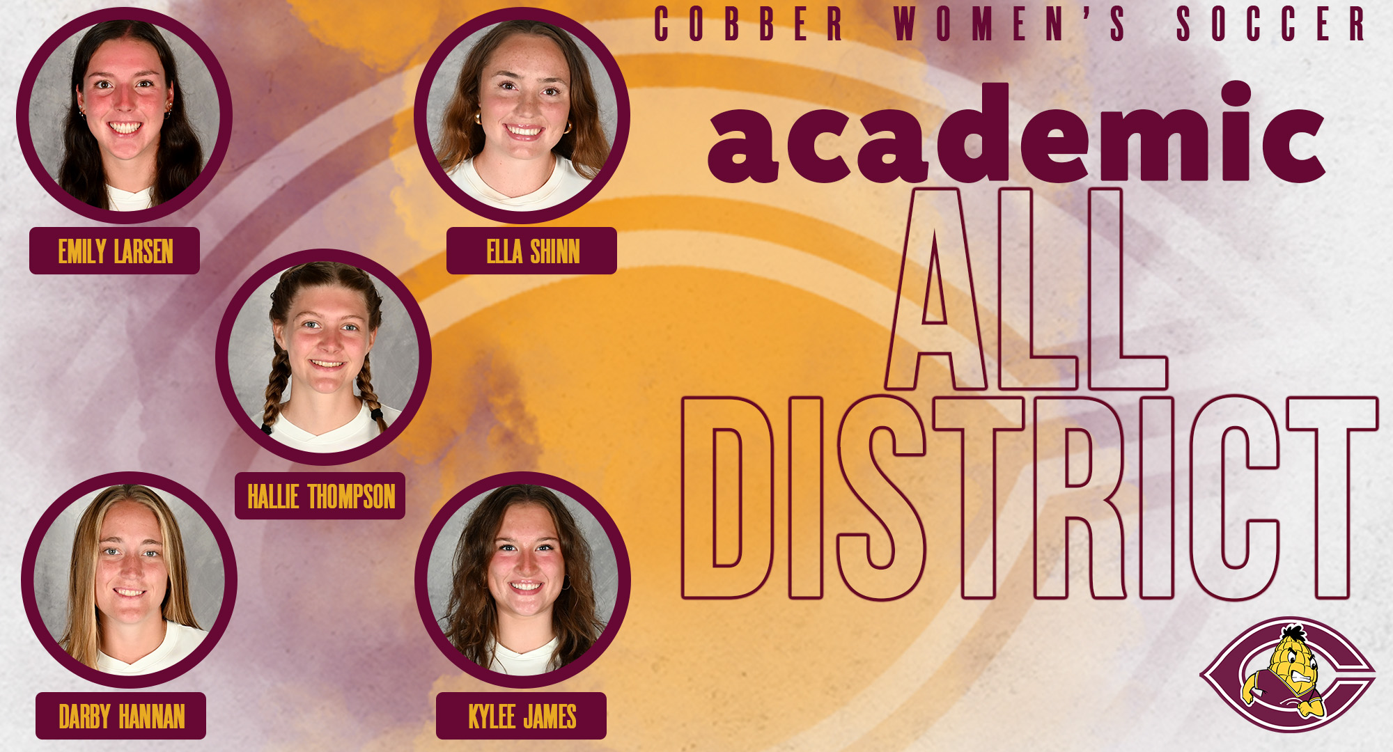 Emily Larsen, Hallie Thompson, Darby Hannan, Kylee James and Ella Shinn were all named to the CSC Academic All-District Team. 