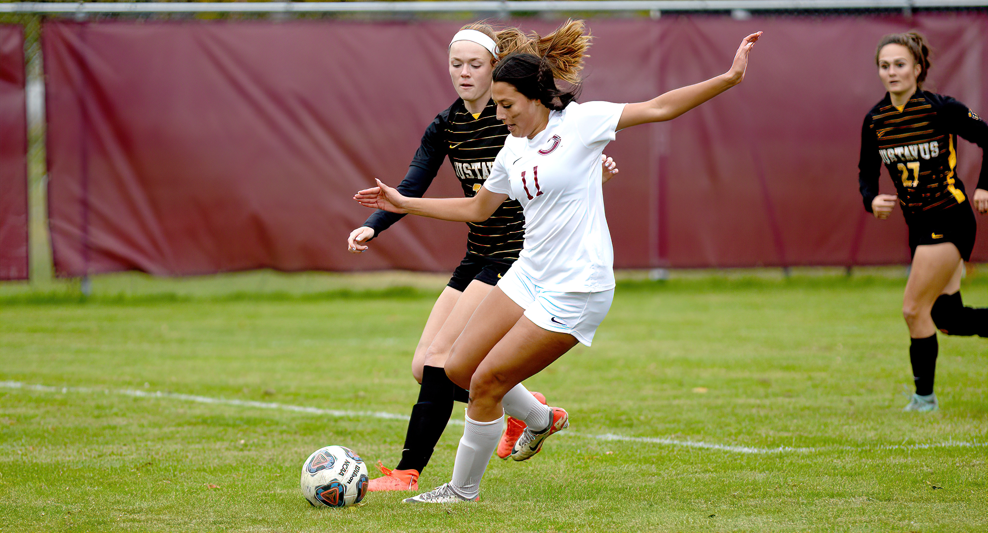 Senior Chloe Sollom had a game-high five total shots and four shots on goal in the Cobbers' game at Gustavus.