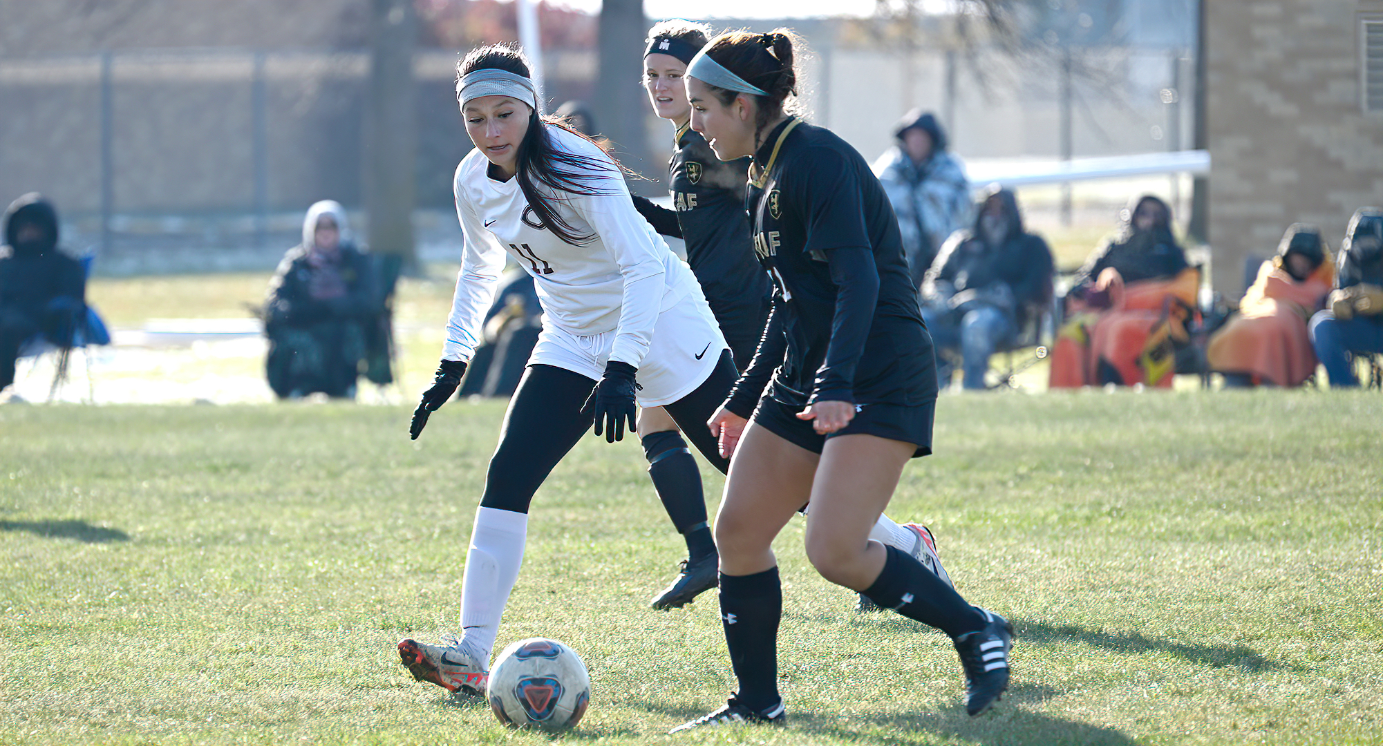 Senior Chloe Sollom was one of five Cobbers to have a shot on goal in their season finale at St. Olaf.