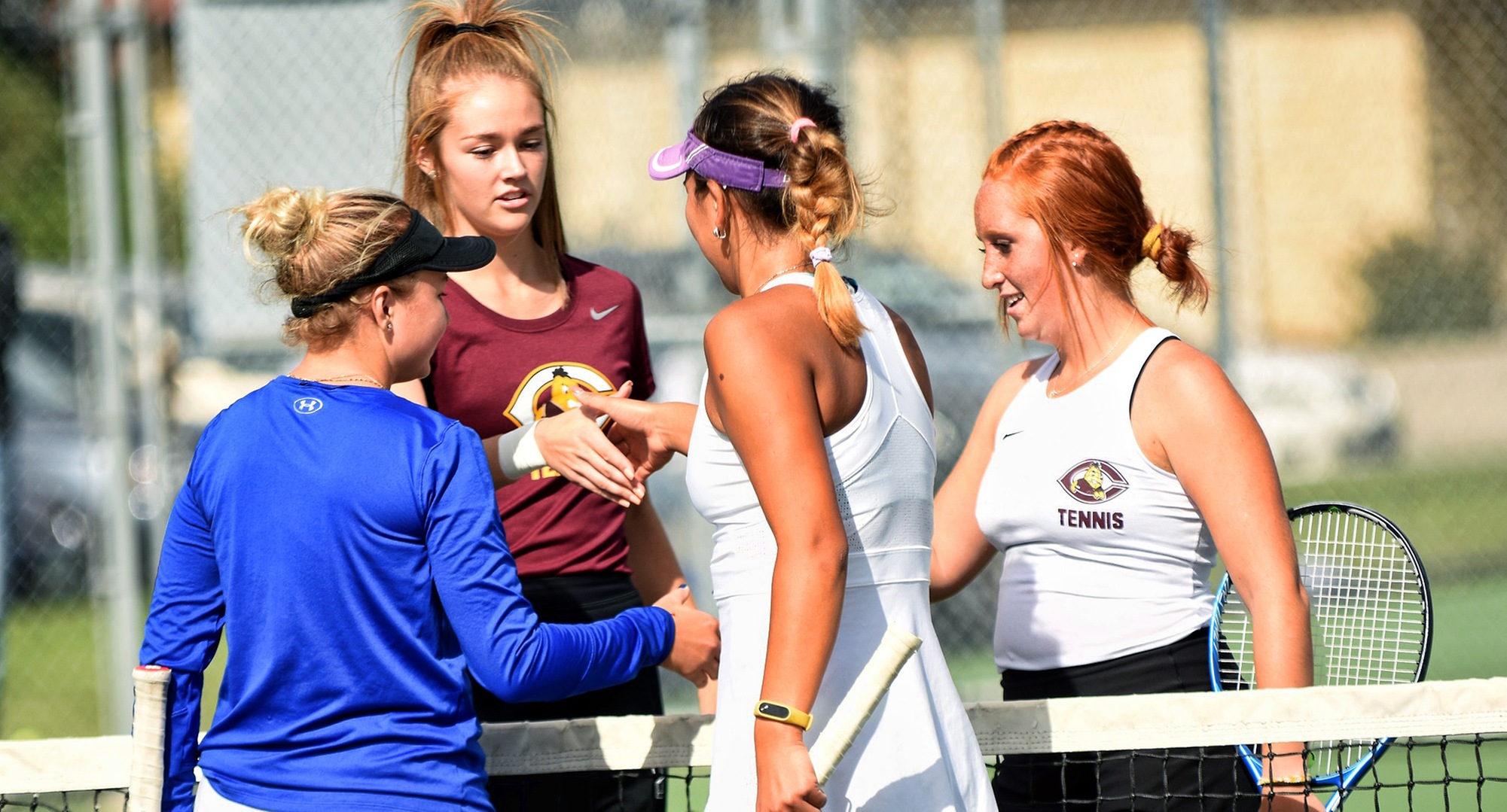Raquel Egge (L) and Izzi Nankivel were paired together in doubles for the first time this season and responded with an 8-4 win against Ohio Northern.