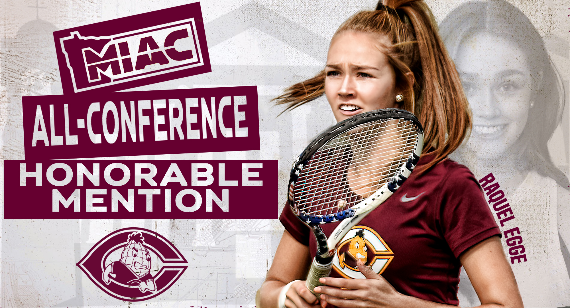 Raquel Egge became the first Cobber women’s tennis player to earn a conference postseason award since 2012 when she was named to the MIAC All-Conference Honorable Mention Team.