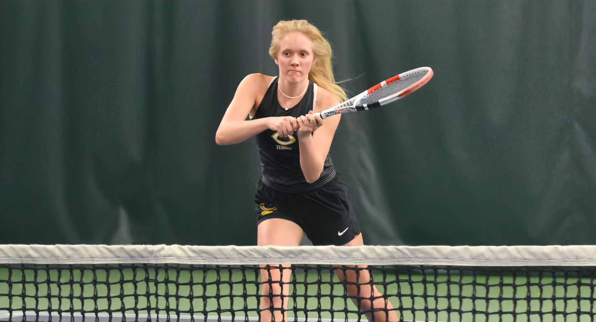 Erin Borchard won both her singles and doubles matches in the Cobbers season finale at St. Olaf. She finished the year with 12 singles wins.