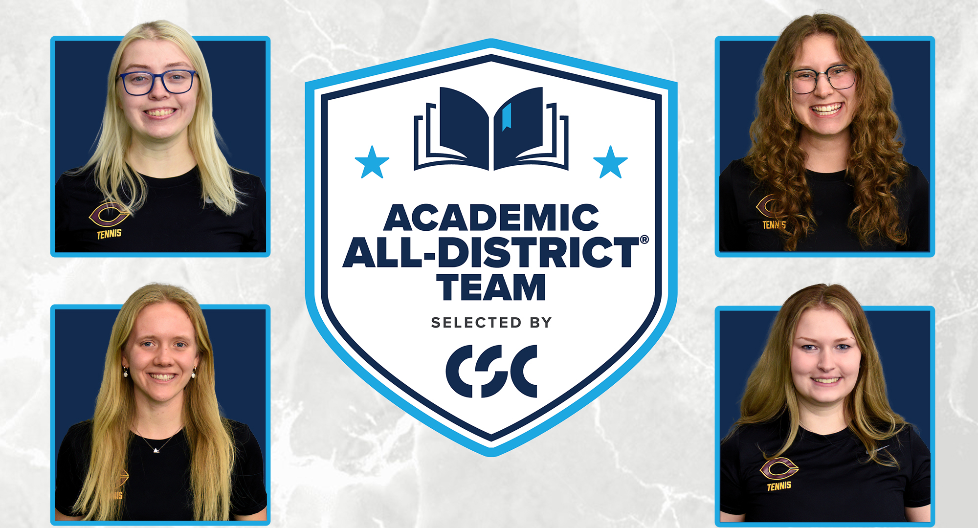 Juniors Lizzie Allan and Erin Borchard and seniors Anna Hacker and Mary Skorich were all named to the CSC Academic All-District Team.