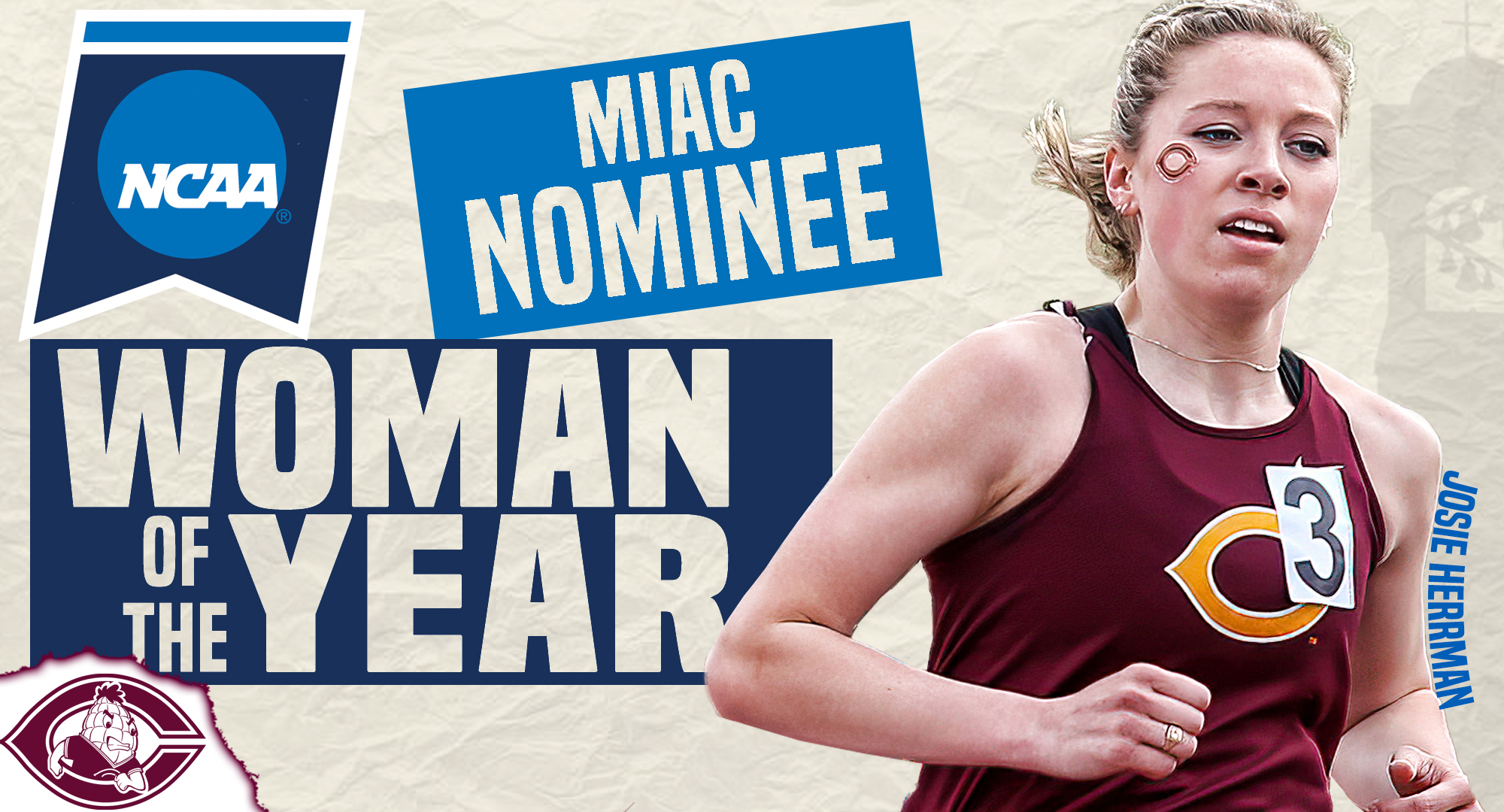 Josie Herrmann (New Prague, Minn.) was selected as one of two nominees from the MIAC to serve as the conference’s choices for the NCAA Woman of the Year award.