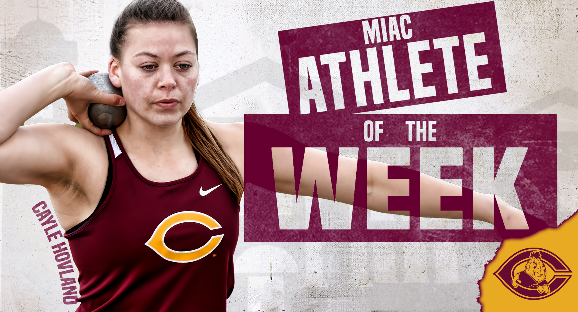 Cayle Hovland was named the MIAC Field Athlete of the Week after winning the discus and finishing second in both the shot put and hammer throw at the St. Olaf Ole Open on Saturday.