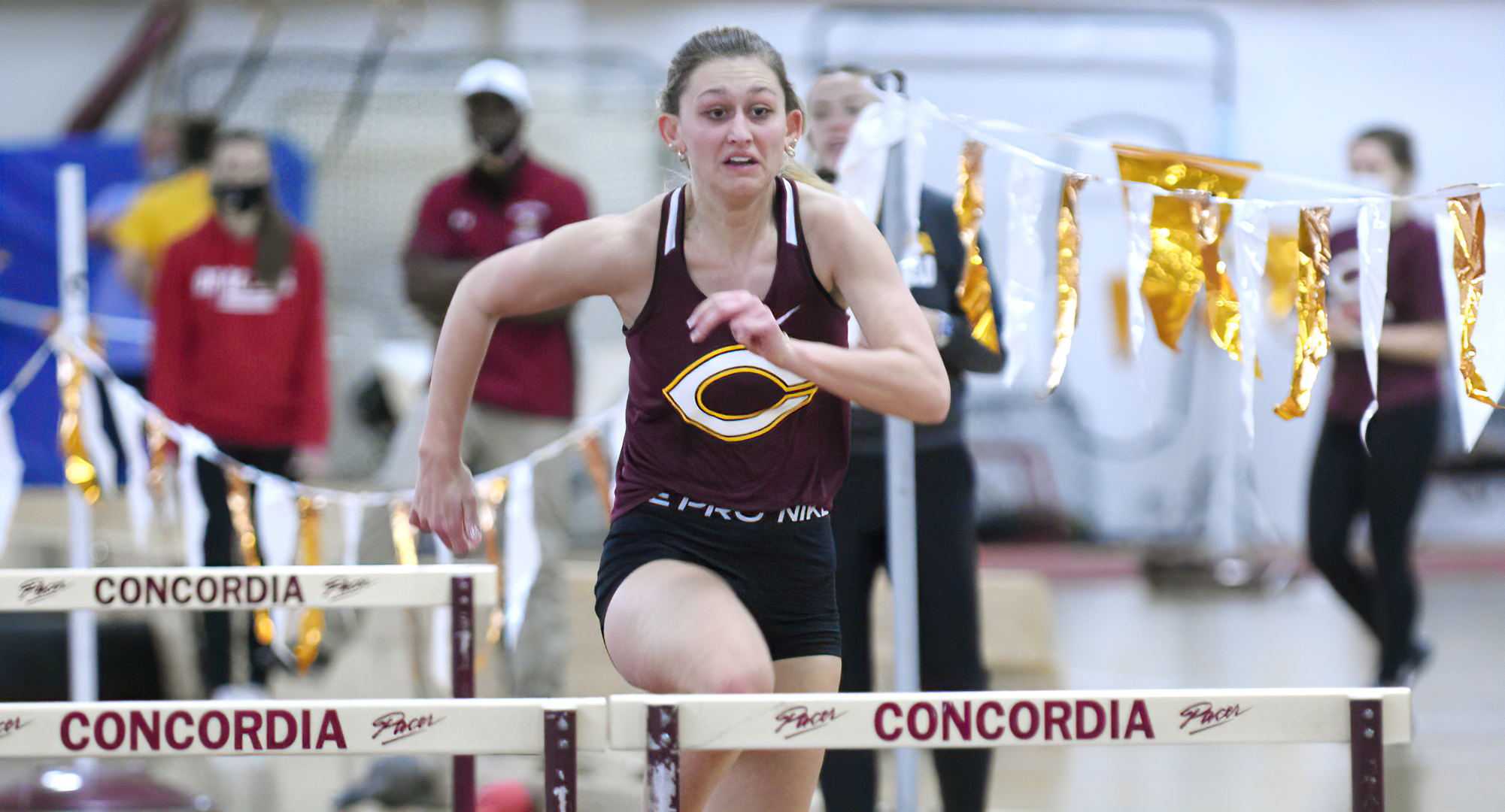 Sophomore Peyton Selle rallied to win the pentathlon at the MIAC Indoor Championship Meet. She finished in the Top 3 in four of the five events.