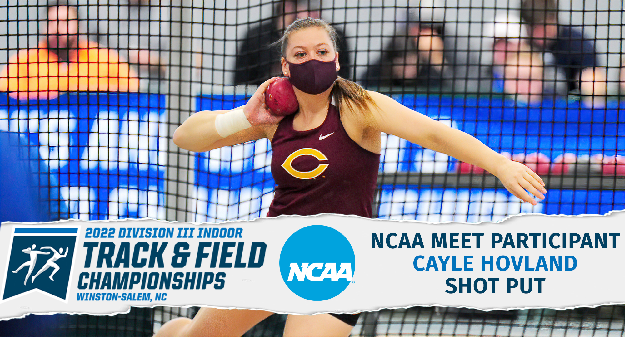Cayle Hovland competed in her second straight national meet in the shot put. She recorded a distance of 39-11.25 and finished in 18th place.