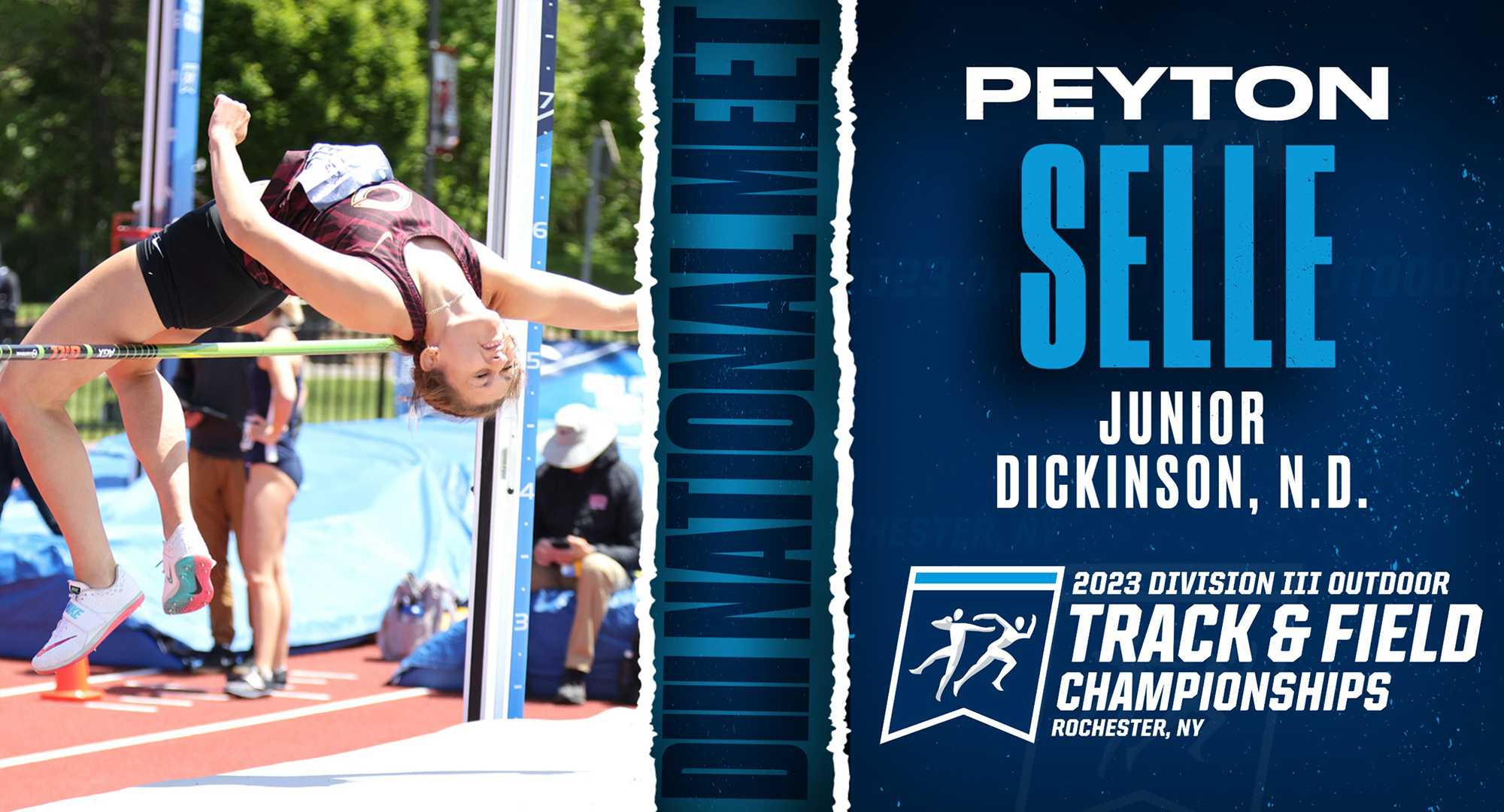 Peyton Selle clears the bar in the high jump in the heptathlon at the NCAA DIII National Meet. She posted a PR point total of 4,565 points.