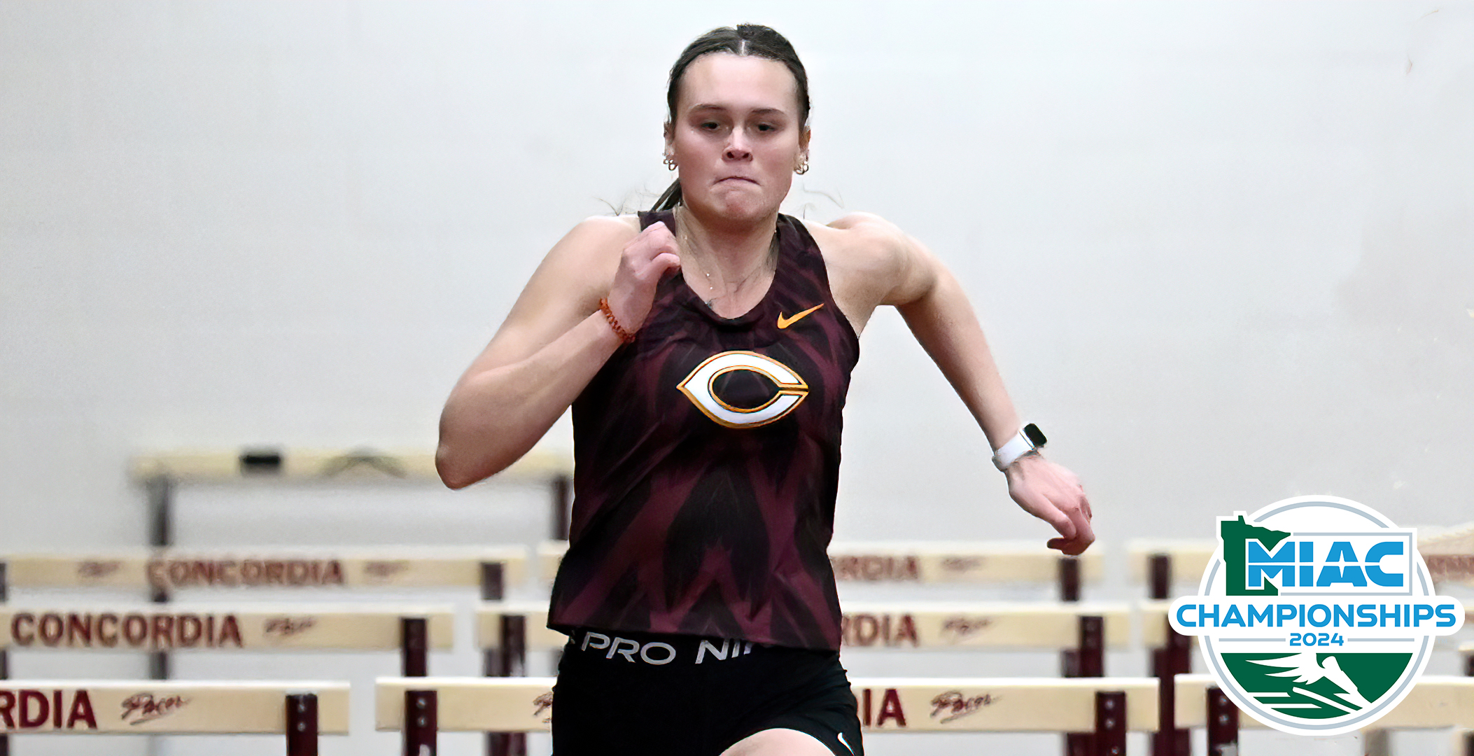 Junior Jenna Kalevik broke the day-old school record in the 60-meter hurdles on Day 1 of the MIAC Indoor Championship Meet.