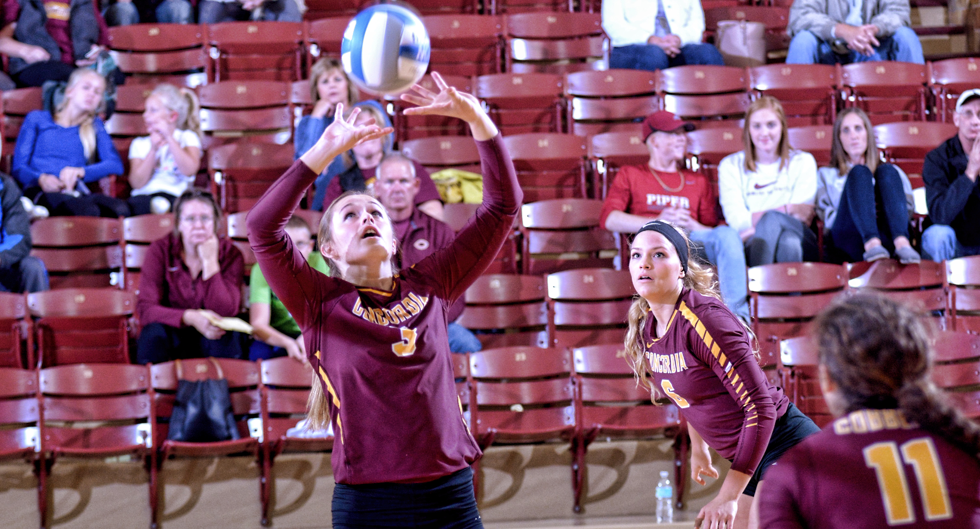 Freshman Jill Klaphake led the Cobber offense with 15 assists in Concordia's match at Bethel.