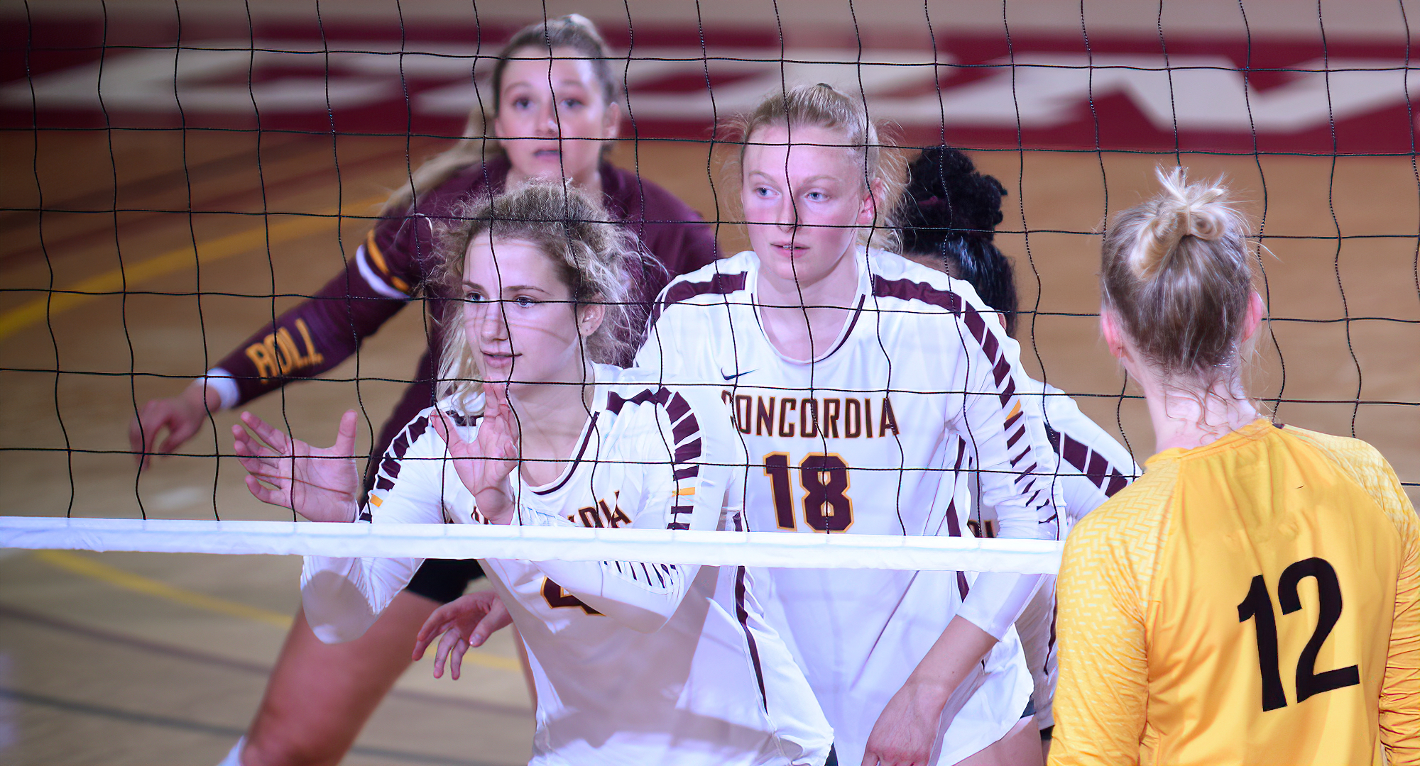Freshman Hannah Keil (#18) had four kills and hit .154 in the Cobbers' match at #25 Gustavus.