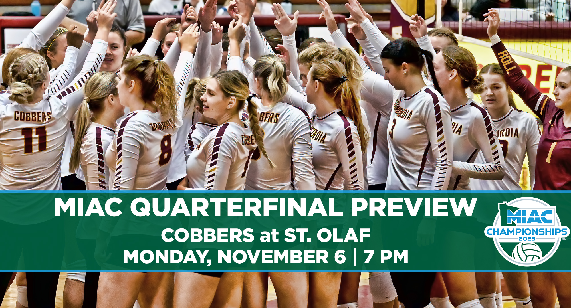 Concordia will play at St. Olaf in the quarterfinals of the MIAC volleyball tournament on Monday, Nov. 6. at 7 p.m.