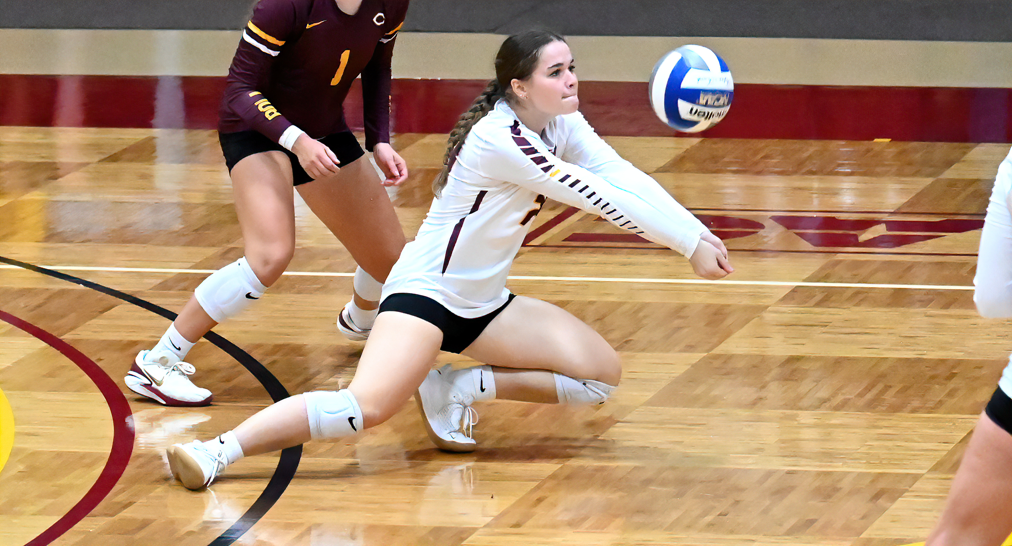 Junior Hanna Mooney led the Cobbers in digs in their match against Concordia (Wis.) in the first match at the Coe Invite.