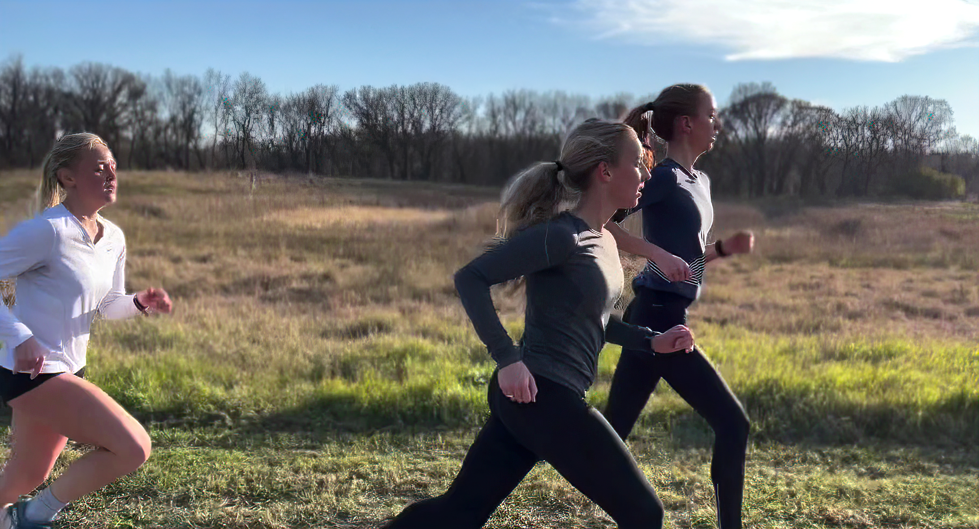 A trio of Cobber runners head out on an early-morning training session.