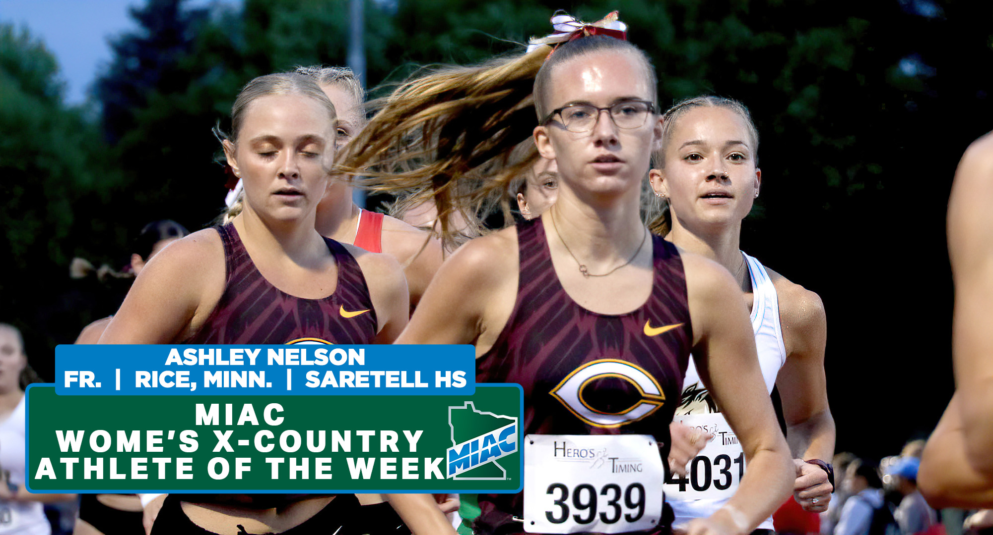 Ashley Nelson was named the MIAC Women’s Cross Country Athlete of the Week for her personal-best performance at the MSUM Twilight Meet.