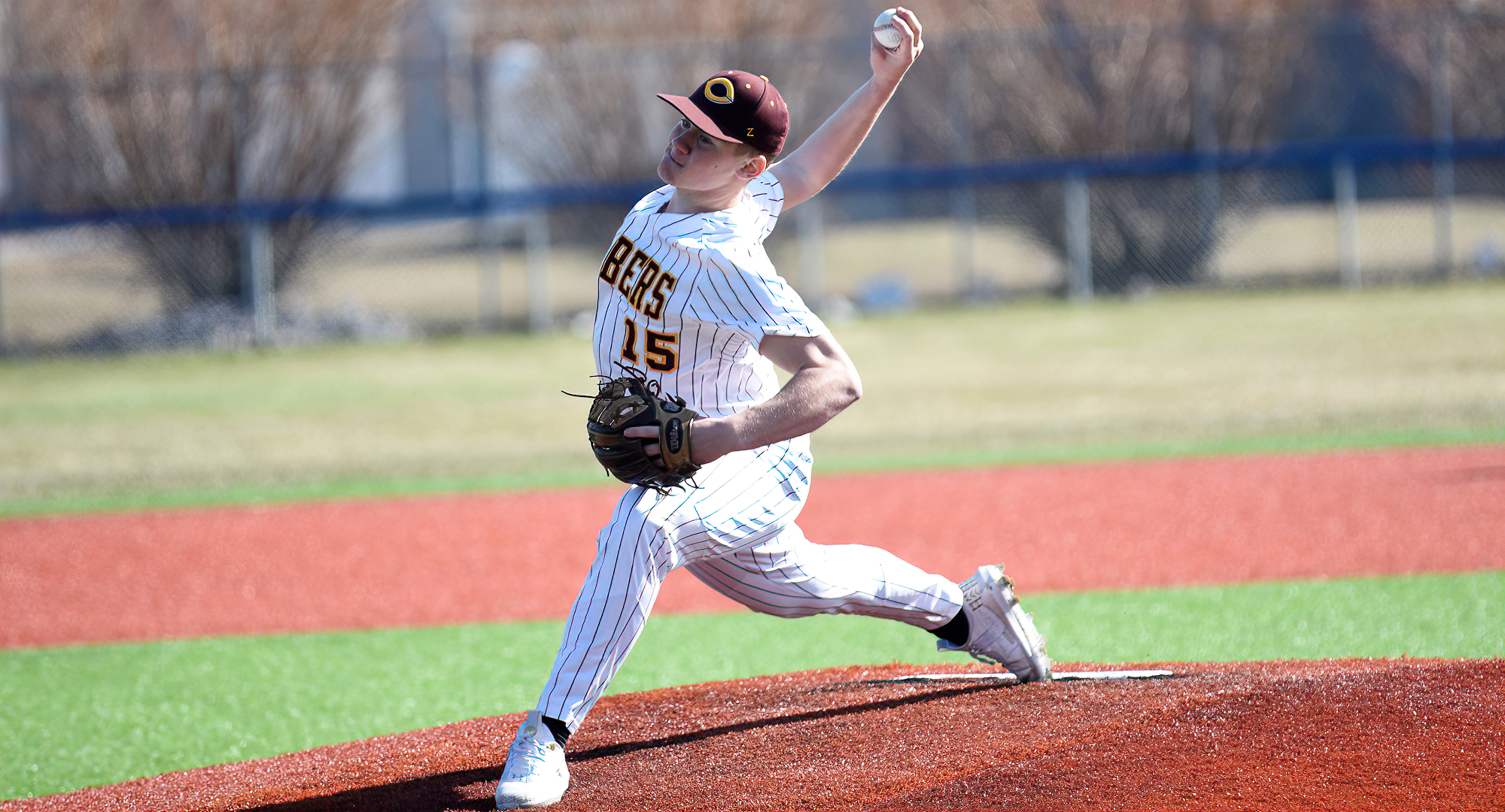 Jacoby Nold delivers a pitch during Game 2 of the Cobbers' sweep over Macalester. He pitched 6.0 innings and struck out a career-high seven batters.