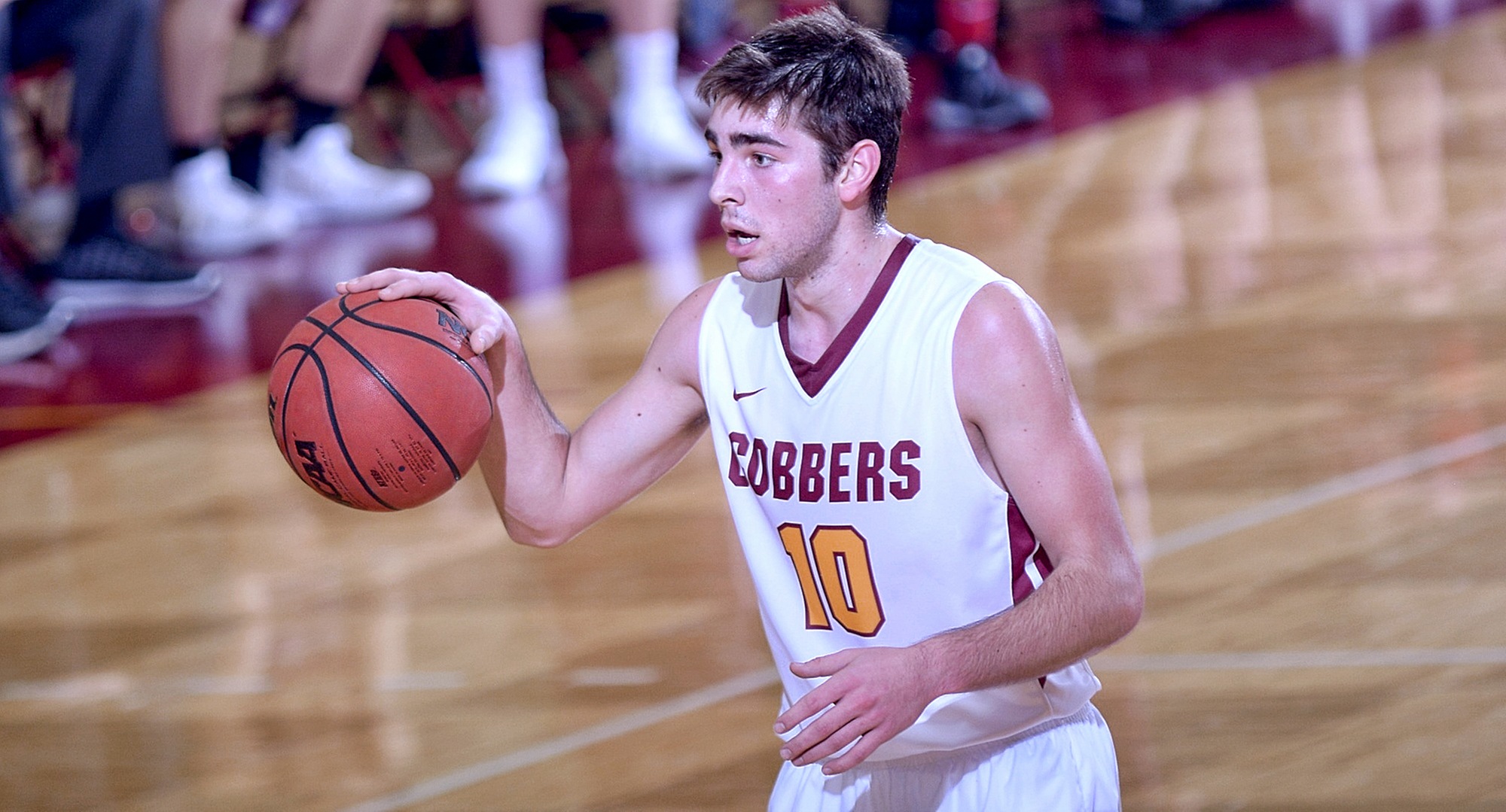 Junior Tommy Schyma had a team-high 17 points in the Cobbers' season opener at Minn.-Morris.