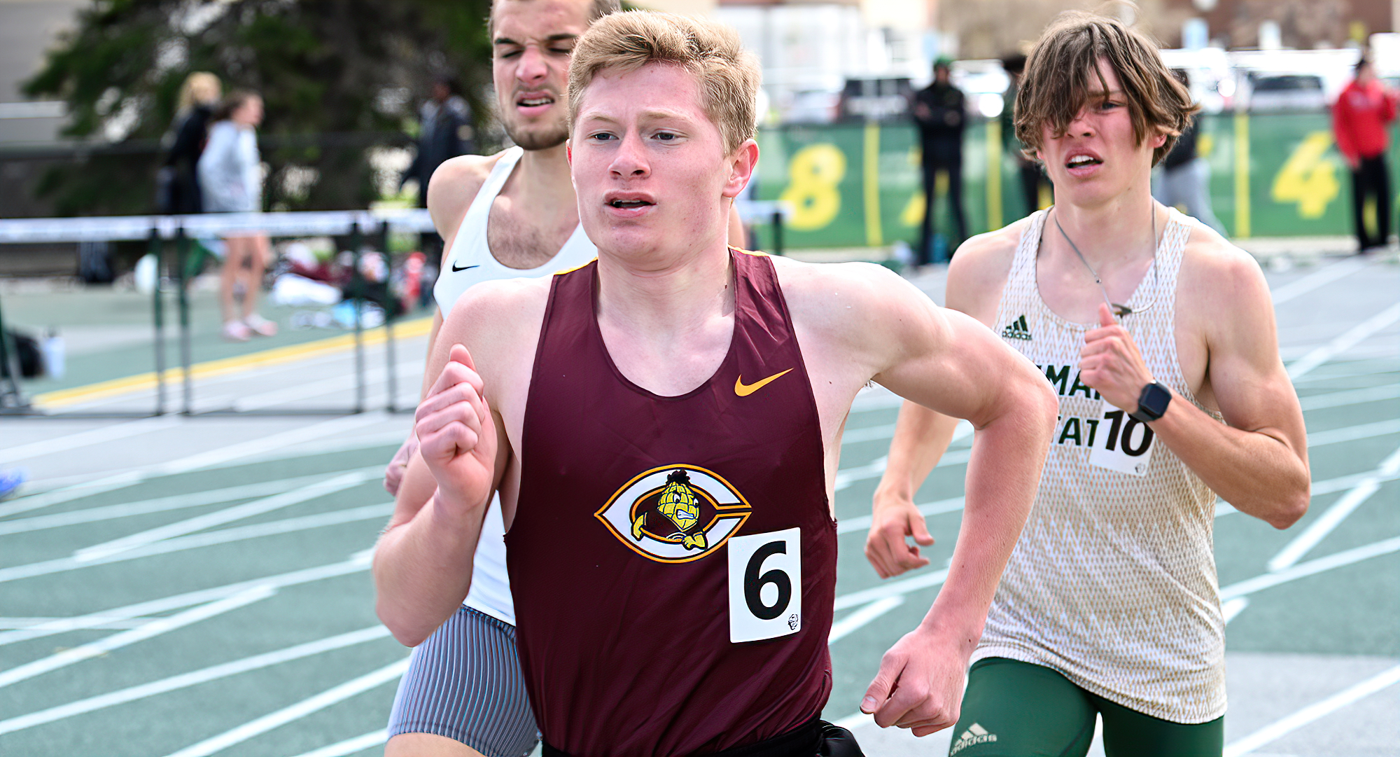 First-year distance runner Brady Goss finished third in the 3000-meter steeplechase after posting the third-fastest time in Cobber history.