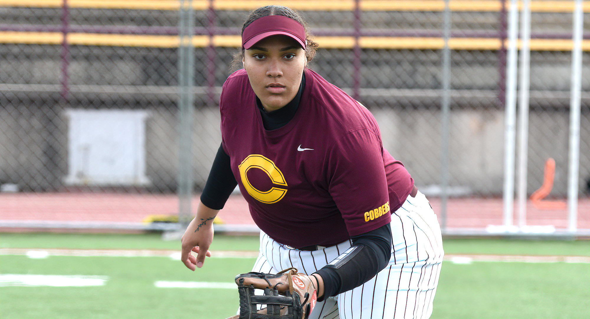 Gabby Brown hit her first collegiate home run in the opener of the Cobbers' doubleheader with Minn.-Morris. She was 2-for-2 in the game.