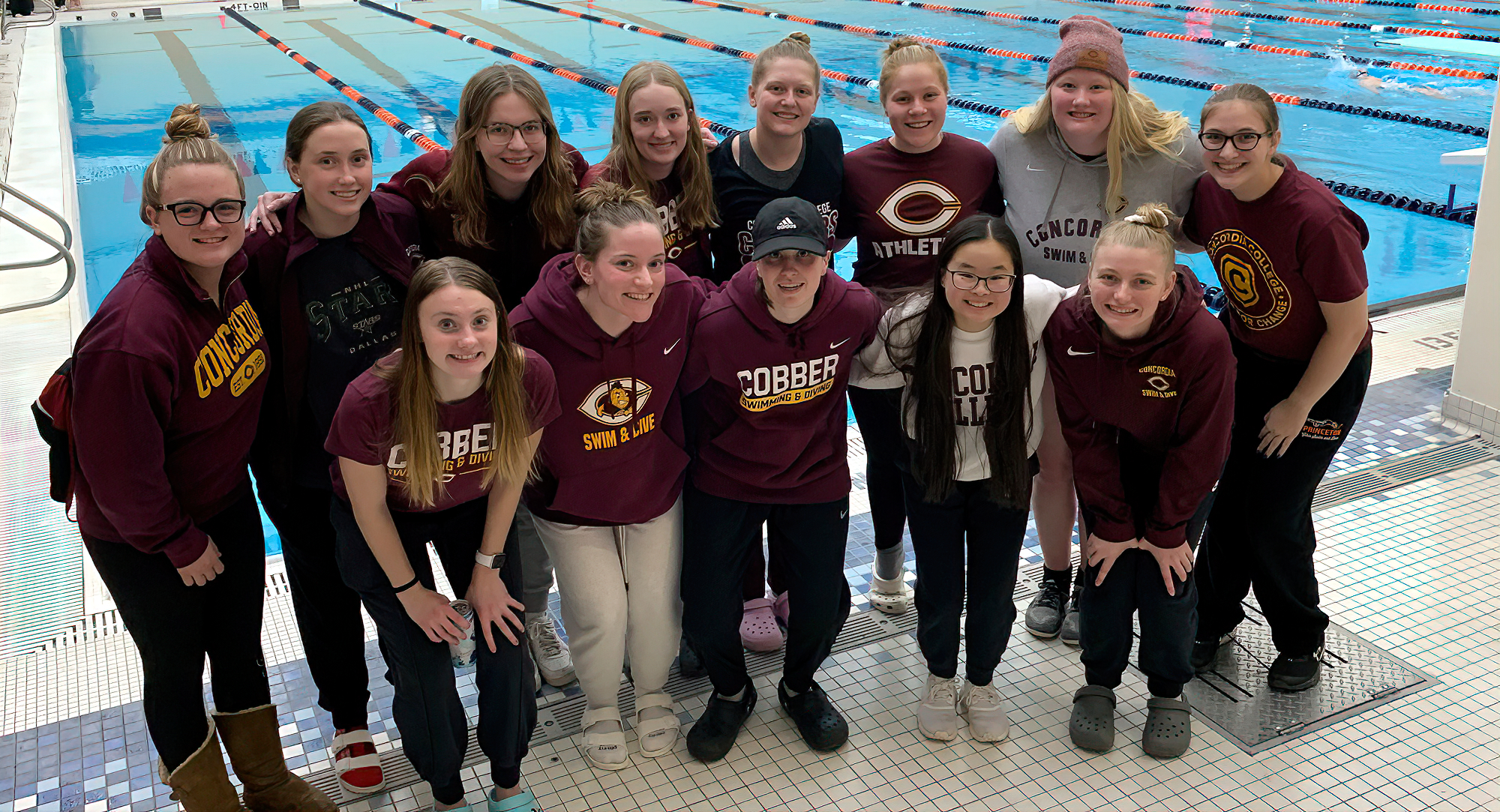 The Cobber swim & dive team returned to action after almost a break of almost a full month, and came away with many season-best times.
